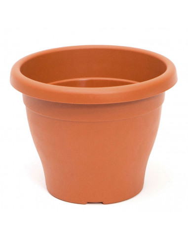 Maceta de plástico redonda marrón, 48,5 cm, 46 litros, modelo Mediterránea para plantas y flores con orificios inferiores, recip