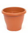 Maceta de plástico redonda marrón, 48,5 cm, 46 litros, modelo Mediterránea para plantas y flores con orificios inferiores, recip