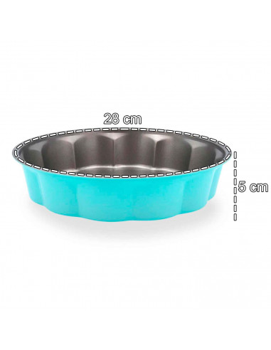 Tradineur - Molde para tarta antiadherente hondo "MINT". Apto para horno y lavavajillas. 5 x 28 cm (alto x diámetro)