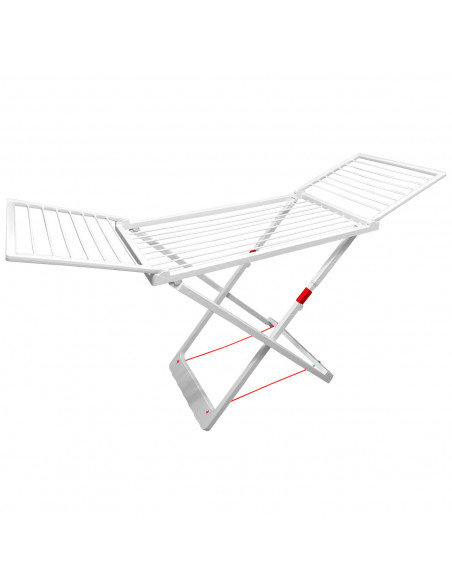 Tendedero plegable de resina con alas, blanco, 20 metros de espacio de tendido. Soporte para tender la ropa en interior o exteri