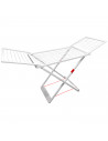 Tendedero plegable de resina con alas, blanco, 20 metros de espacio de tendido. Soporte para tender la ropa en interior o exteri