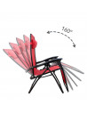 Tradineur - Silla / Tumbona plegable de acero, reclinable, reposacabezas acolchado, tejido resistente. Color rojo. 90 x 66 x 108