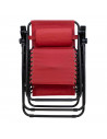 Tradineur - Silla / Tumbona plegable de acero, reclinable, reposacabezas acolchado, tejido resistente. Color rojo. 90 x 66 x 108