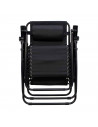 Tradineur - Silla / Tumbona plegable de acero, reclinable, reposacabezas acolchado, tejido resistente. Color Negro. 90 x 66 x 10