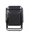 Tradineur - Silla / Tumbona plegable de acero, reclinable, reposacabezas acolchado, tejido resistente. Color Negro. 90 x 66 x 10