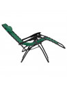 Tradineur - Silla / Tumbona plegable de acero, reclinable, reposacabezas acolchado, tejido resistente. Color verde. 90 x 66 x 10
