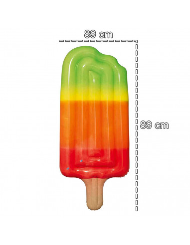 Tradineur - Colchoneta para Nadar, Tumbona Hinchable con Forma de Helado, Flotador Inflable de Natación Material de Vinilo. 185