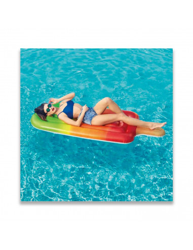 Tradineur - Colchoneta para Nadar, Tumbona Hinchable con Forma de Helado, Flotador Inflable de Natación Material de Vinilo. 185