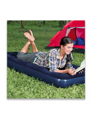 Tradineur - Colchón hinchable individual para camping, estructura tubular, agradable al tacto, aire libre. 185 x 76 x 22 cm