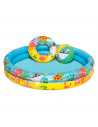 Tradineur - Piscina hinchable infantil de 2 aros, vinilo resistente, válvula de seguridad. Incluye: Piscina, pelota y flotador.