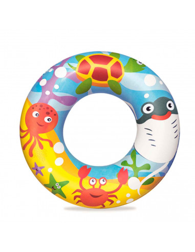 Tradineur - Piscina hinchable infantil de 2 aros, vinilo resistente, válvula de seguridad. Incluye: Piscina, pelota y flotador.