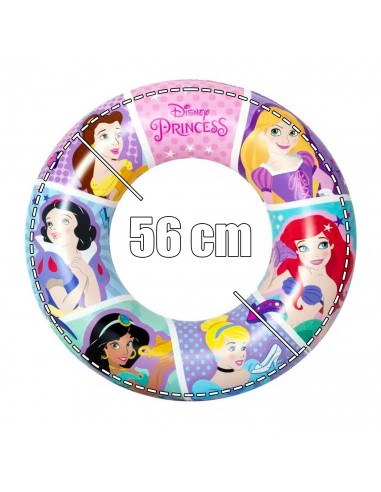 Tradineur - Flotador hinchable de princesas infantil, vinilo resistente, 56 cm diámetro. Para niños de 3 - 6 años.