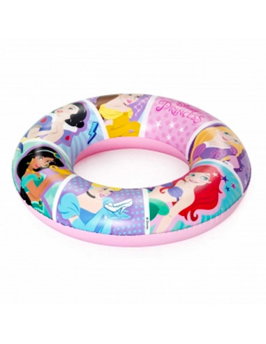 Tradineur - Flotador hinchable de princesas infantil, vinilo resistente, 56 cm diámetro. Para niños de 3 - 6 años.