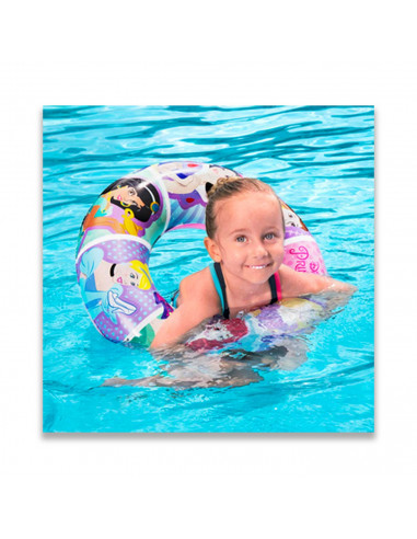 Tradineur - Flotador hinchable de princesas infantil, vinilo resistente, 56 cm diámetro. Para niños de 3 - 6 años.