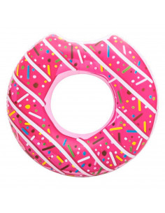 Tradineur - Flotador hinchable con diseño de donut, vinilo resistente, 107 cm diámetro.