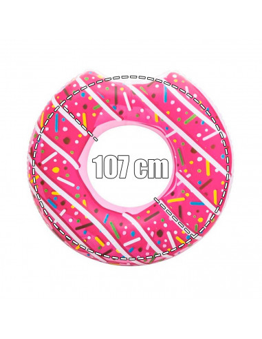Tradineur - Flotador hinchable con diseño de donut, vinilo resistente, 107 cm diámetro.