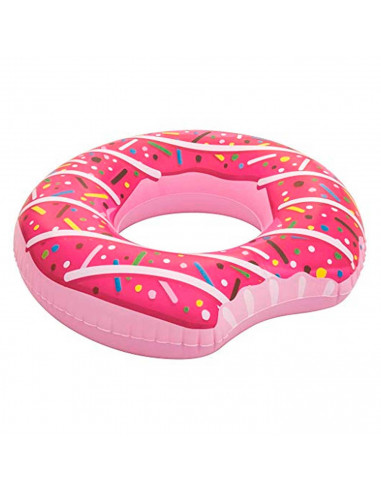 Tradineur - Flotador hinchable con diseño de donut, vinilo resistente, 107 cm diámetro.