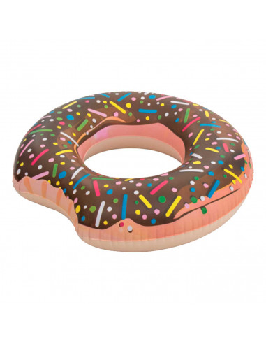 Tradineur - Flotador hinchable con diseño de donut, vinilo resistente, 107 cm diámetro.