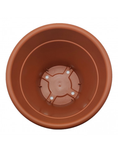 Maceta de plástico redonda marrón, 48,5 cm, 46 litros, modelo Mediterránea para plantas y flores con orificios inferiores, recip