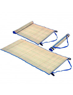 Tradineur - Esterilla de playa con asa, fibra vegetal, enrollable, reutilizable, ligera y resistente, picnic, acampada, camping,