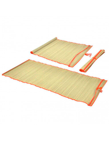 Tradineur - Esterilla de playa con asa, fibra vegetal, enrollable, reutilizable, ligera y resistente, picnic, acampada, camping,