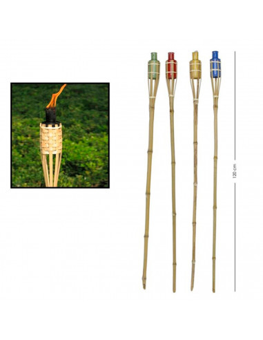 Tradineur - Antorcha de jardín de fibra vegetal, lámpara con mecha para playa, césped, paseos, decoración exterior, bodas, fiest