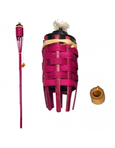 Tradineur - Antorcha de jardín de fibra vegetal, lámpara con mecha para playa, césped, paseos, decoración exterior, bodas, fiest