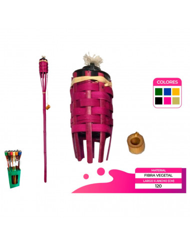 Tradineur - Antorcha de jardín de fibra vegetal, lámpara con mecha para playa, césped, paseos, decoración exterior, bodas, fiest