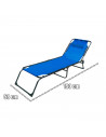 Tradineur - Silla / Tumbona plegable de acero, reclinable, reposacabezas acolchado, tejido resistente. Color Azul. 190 x 58 x 27