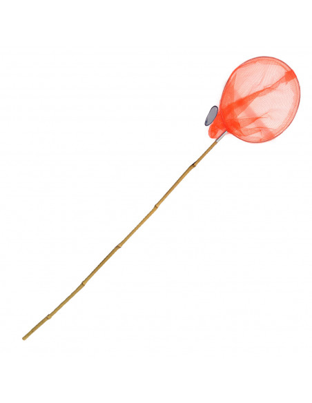 Tradineur - Salabre de malla con mango de madera, red de pesca con palo y aro metálico, playa, estanque, diseño tradicional, 119