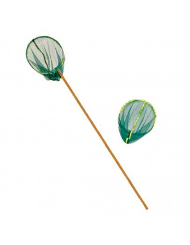 Tradineur - Salabre de malla con mango de madera, red de pesca con palo y aro metálico, playa, estanque, diseño tradicional, 119