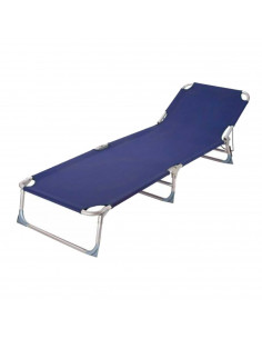 Tradineur - Tumbona plegable de aluminio, reclinable, tejido oxford, ideal para playas y piscinas. Color Azul. 187 x 58 x 24 cm