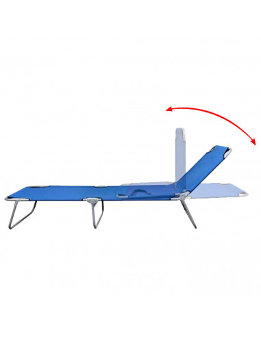 Tradineur - Tumbona plegable de aluminio, reclinable, tejido oxford, ideal para playas y piscinas. Color Azul. 187 x 58 x 24 cm