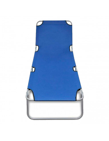 Tradineur - Tumbona plegable de aluminio, reclinable, tejido oxford, ideal para playas y piscinas. Color Azul. 187 x 58 x 24 cm