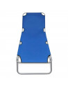 Tradineur - Tumbona plegable de aluminio, reclinable, tejido oxford, ideal para playas y piscinas. Color Azul. 187 x 58 x 24 cm