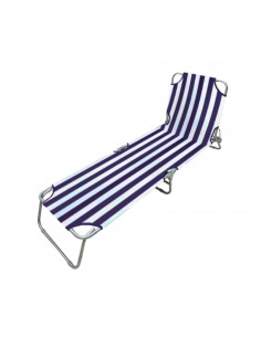 Bestway - Tumbona plegable de acero, reclinable, tejido Oxford, tejido resistente. Color azul - blanco. 55 x 24 x 187 cm.