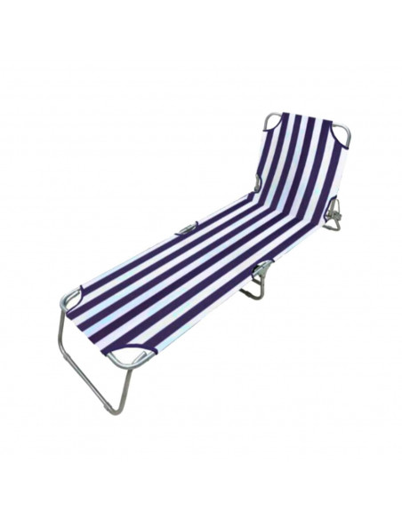 Bestway - Tumbona plegable de acero, reclinable, tejido Oxford, tejido resistente. Color azul - blanco. 55 x 24 x 187 cm.