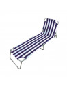 Bestway - Tumbona plegable de acero, reclinable, tejido Oxford, tejido resistente. Color azul - blanco. 55 x 24 x 187 cm.