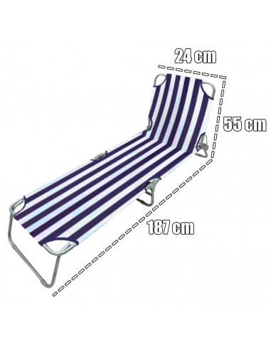 Bestway - Tumbona plegable de acero, reclinable, tejido Oxford, tejido resistente. Color azul - blanco. 55 x 24 x 187 cm.
