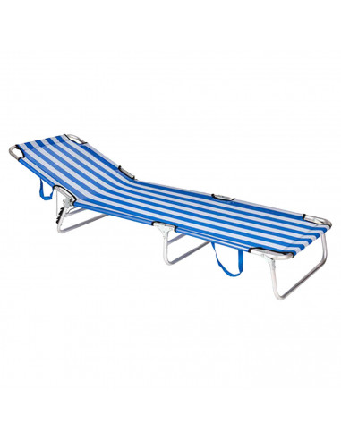 Bestway - Tumbona plegable de acero, reclinable, tejido Oxford, tejido resistente. Color azul - blanco. 55 x 24 x 187 cm.