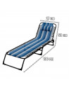 Tradineur - Silla / Tumbona plegable de acero, reclinable, tejido Oxford, tejido resistente. Color azul rayado. 58 x 27 x 190 cm
