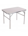 Tradineur - Mesa plegable de aluminio, sistema de fijación, incluye asa, tejido resistente. Color Surtido. 60 x 75 x 55 cm.