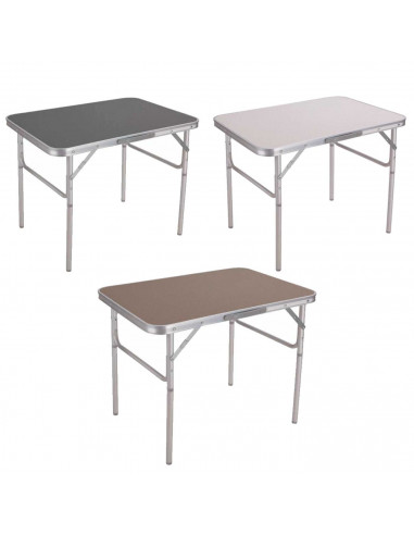 Tradineur - Mesa plegable de aluminio, sistema de fijación, incluye asa, tejido resistente. Color Surtido. 60 x 75 x 55 cm.
