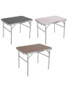Tradineur - Mesa plegable de aluminio, sistema de fijación, incluye asa, tejido resistente. Color Surtido. 60 x 75 x 55 cm.