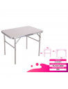 Tradineur - Mesa plegable de aluminio, sistema de fijación, incluye asa, tejido resistente. Color Surtido. 60 x 75 x 55 cm.