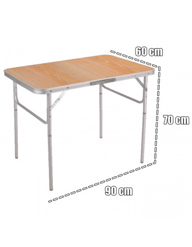 Tradineur - Mesa plegable de aluminio, sistema de fijación, incluye asa, tejido resistente. Color Surtido. 90 x 60 x 40 cm.