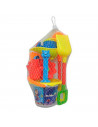 Tradineur - Cubo de playa pequeño con accesorios, Incluye: cubo, pala, rastrillo, regadera, etc. 39 x 20 x 20 cm