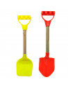 Tradineur - Set de palas de playa, Fabricado en madera y plástico, 2 palas de distinto color. Color surtido. 39 cm longitud.