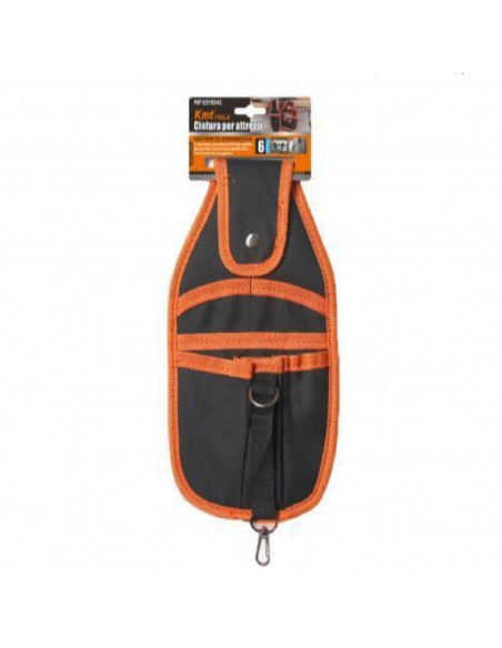 Bolsa porta herramientas para cinturón 26 x 16 cm color negro y naranja, bolsillo para llaves, martillo, profesionales de la con