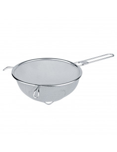 Tradineur - Colador con patas de acero inoxidable, malla fina, ganchos frontales, escurridor metálico, colar harina, pasta, apto